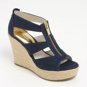 MICHAEL KORS Damita Wedge Espadrille Sandals Navy Blue . Size 8
